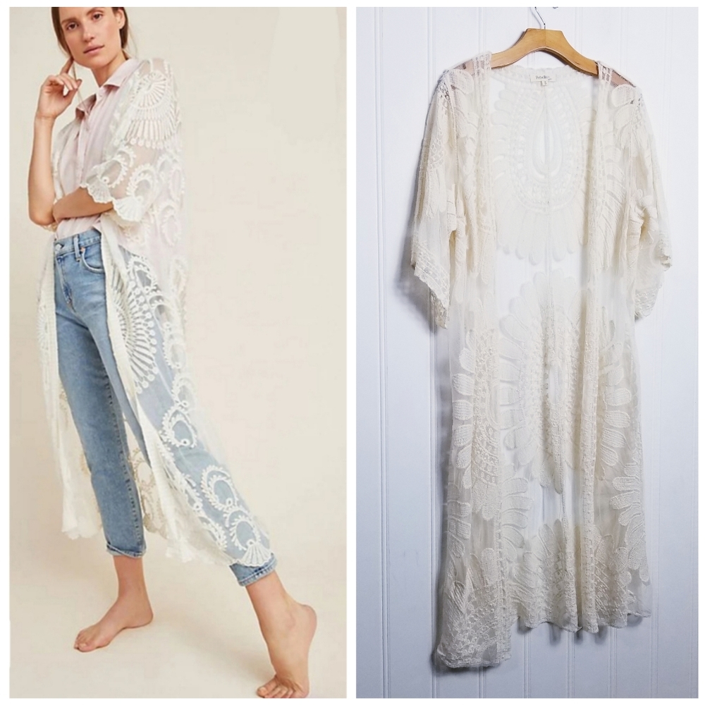 Kimono by Rebellion Womens Embroidered Lace Boho Duster Wrap,  Cover Up